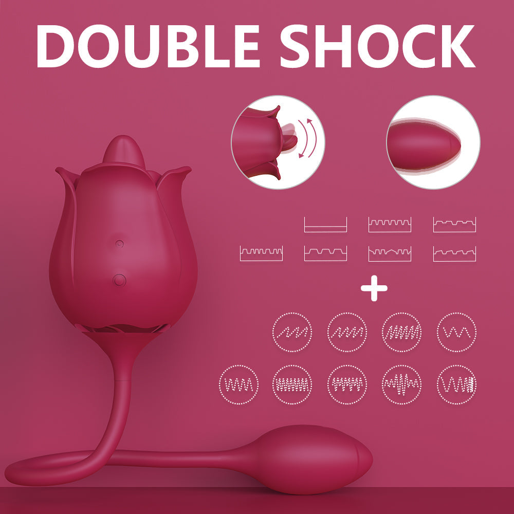 Agnete Twin rose vibrators with tongue clitoris stimulator