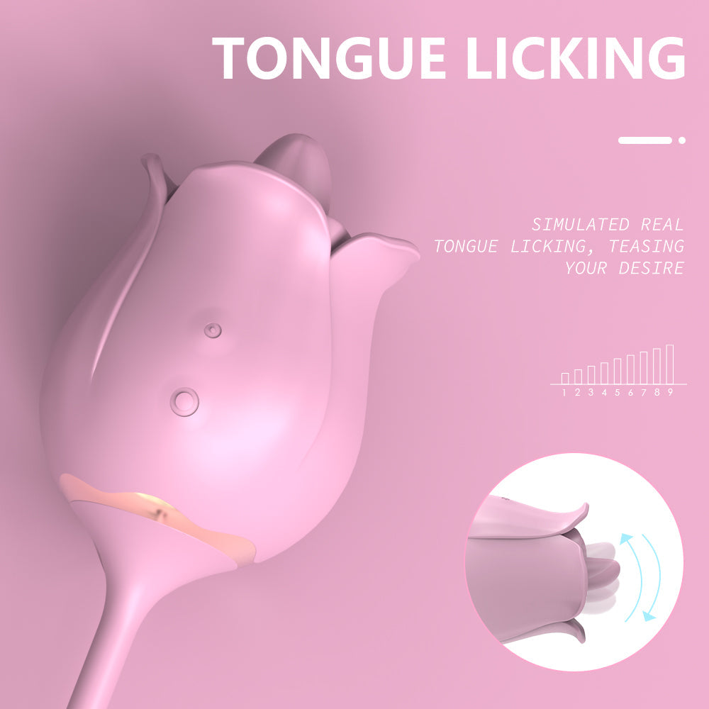 Agnete Twin rose vibrators with tongue clitoris stimulator