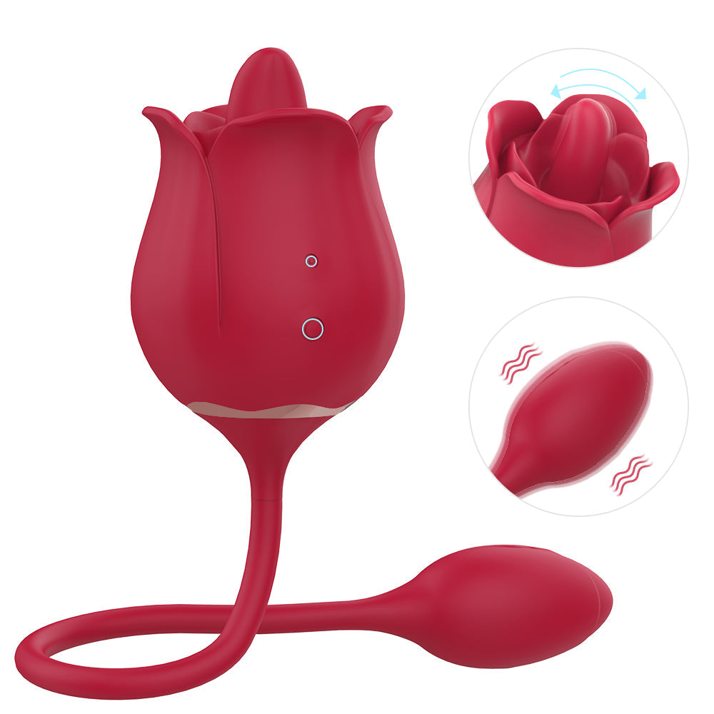 Agnete Twin rose vibrators with tongue clitoris stimulator