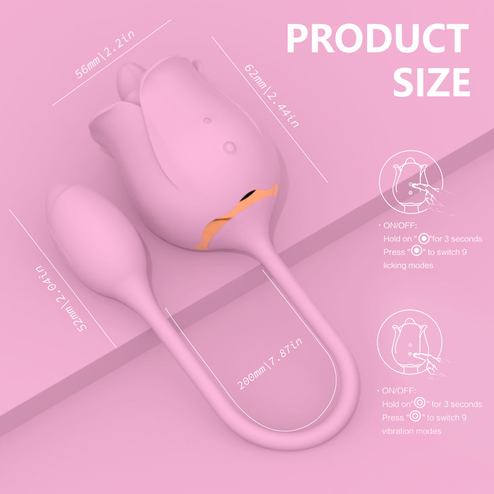 Agnete Twin rose vibrators with tongue clitoris stimulator